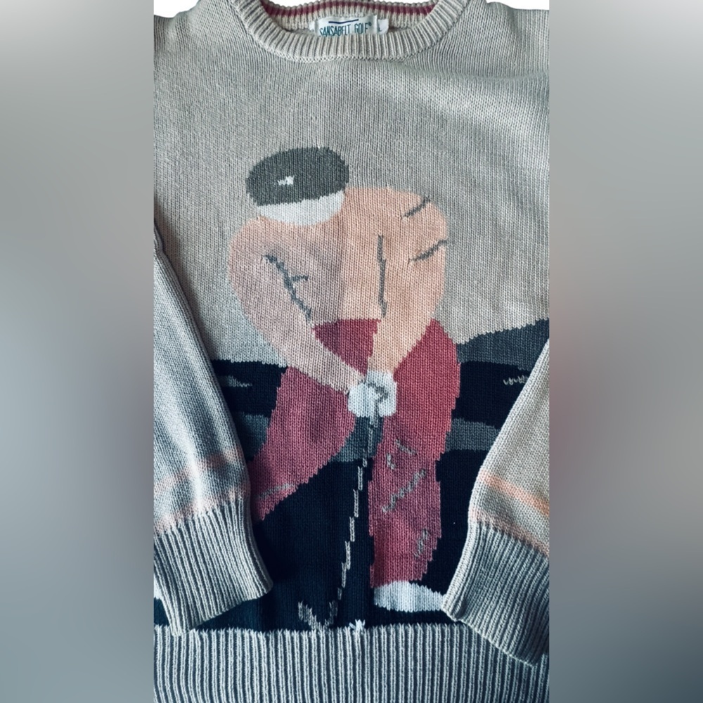 Vintage Sansabelt Golf / Sport Sweater, Men’s L, 100% Cotton, Bold Print - Picture 5 of 8
